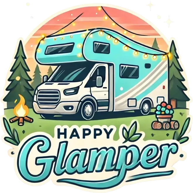 Happy Glamper illustrated RV logo